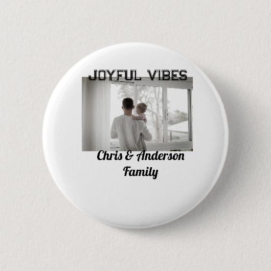 Joyful Vibes vader zoon familie kerstvakantie p Ronde Button 5,7 Cm (Voorkant)