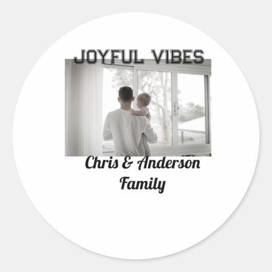 Joyful Vibes vader zoon familie kerstvakantie p Ronde Sticker (Voorkant)