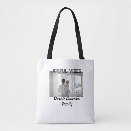 Joyful Vibes vader zoon familie kerstvakantie p Tote Bag (Voorkant)