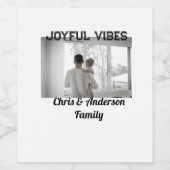 Joyful Vibes vader zoon familie kerstvakantie p Wijn Etiket (Enkel label)