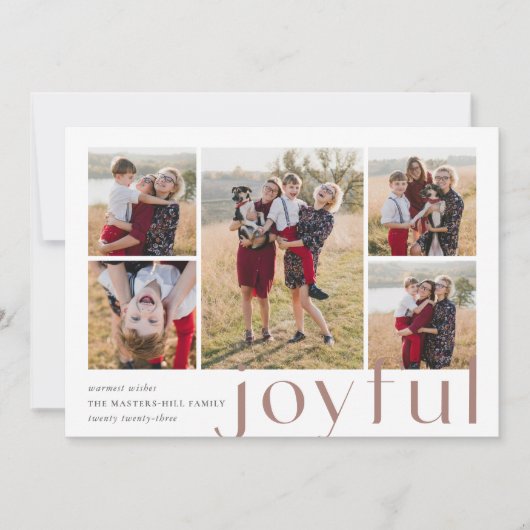 Joyful Vijf | Holiday Foto Collage Kaart | Aarde (Voorkant)