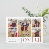 Joyful Vijf | Holiday Foto Collage Kaart | Aarde (Staand voorkant)