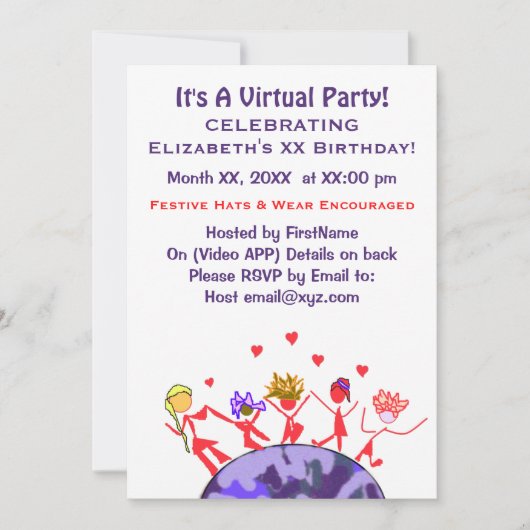 Joyful Virtual Party Kaart (Voorkant)