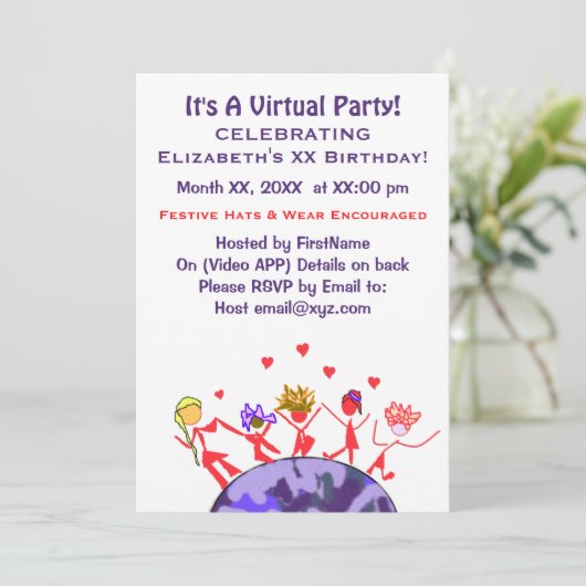 Joyful Virtual Party Kaart (Staand voorkant)