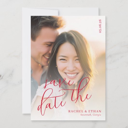 Joyful Warm Romantic Photo Save The Date (Voorkant)