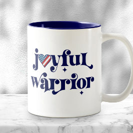 Joyful Warrior Navy Type USA Flag Heart Feminist Tweekleurige Koffiemok