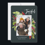 Joyful waterverf floral and foliage kerstmis feestdagenkaart<br><div class="desc">Een vrolijke waterverf floral and foliage kerstkaart. Mooie waterverf schilderde bladeren en moderne scripttekst. Een deel van een collectie.</div>