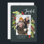 Joyful waterverf floral and foliage kerstmis feestdagenkaart<br><div class="desc">Een vrolijke waterverf floral and foliage kerstkaart. Mooie waterverf schilderde bladeren en moderne scripttekst. Een deel van een collectie.</div>