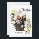 Joyful waterverf floral and foliage kerstmis feestdagenkaart<br><div class="desc">Een vrolijke waterverf floral and foliage kerstkaart. Mooie waterverf schilderde bladeren en moderne scripttekst. Een deel van een collectie.</div>