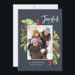 Joyful waterverf floral and foliage kerstmis feestdagenkaart<br><div class="desc">Een vrolijke waterverf floral and foliage kerstkaart. Mooie waterverf schilderde bladeren en moderne scripttekst. Een deel van een collectie.</div>