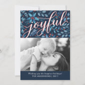 Joyful Waterverf Foliage Holiday Foto Feestdagenkaart (Voorkant)