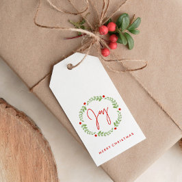 Joyful Waterverf Kerstmis Cadeaulabel