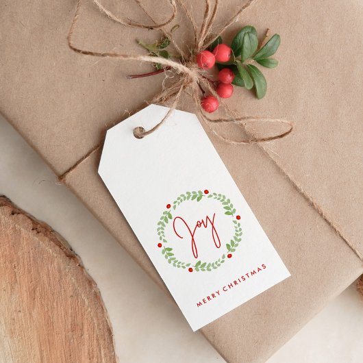 Joyful Waterverf Kerstmis Cadeaulabel