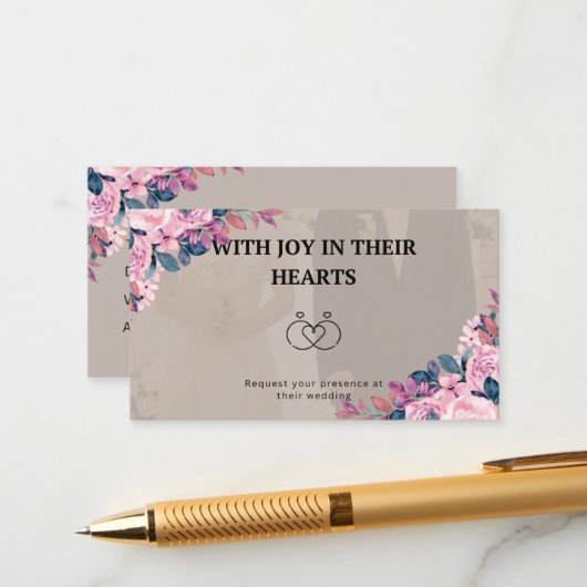 Joyful wedding invitation card informatiekaartje (Voorkant / Achterkant in situ)
