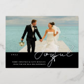 Joyful Wedding Mr & Mrs First Kerstfoto Folie Uitnodiging (Voorkant)