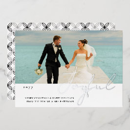 Joyful Wedding Mr & Mrs First Kerstfoto Folie Uitnodiging