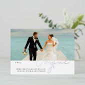 Joyful Wedding Mr & Mrs First Kerstfoto Folie Uitnodiging (Staand Voorkant)