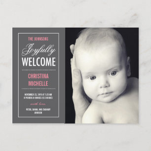 Joyful Welcome Birth Announement Aankondigingskaart