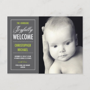 Joyful Welcome Birth Announement Aankondigingskaart