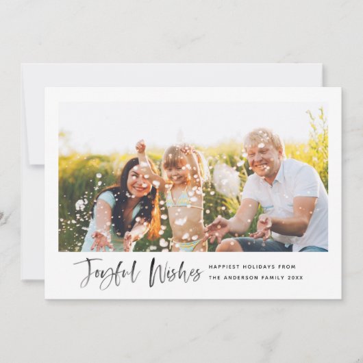 Joyful wenst Moderne Manuscript Minimale Foto Feestdagenkaart (Voorkant)