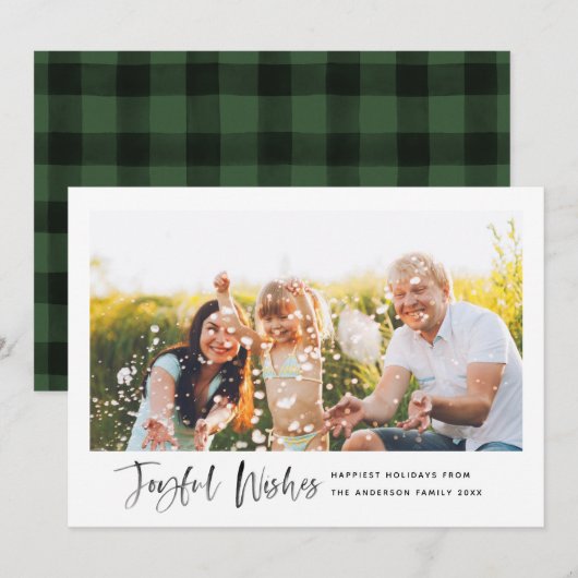 Joyful wenst Moderne Manuscript Minimale Foto Feestdagenkaart (Voorkant / Achterkant)