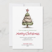 Joyful Whimsical Christmas Tree Minimalist Card Feestdagenkaart (Voorkant)