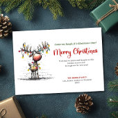 Joyful Whimsical Reindeer Christmas Greeting Feestdagenkaart