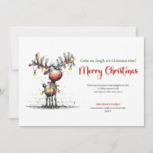 Joyful Whimsical Reindeer Christmas Greeting Feestdagenkaart (Voorkant)