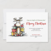 Joyful Whimsical Reindeer Holiday Greeting Card Feestdagenkaart (Voorkant)