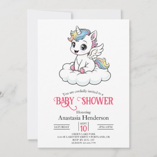 Joyful Whimsy Eenhoorn Baby shower Kaart (Voorkant)