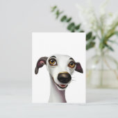 Joyful Whippet - Een Cartoon Stijlkunstwerk Briefkaart (Staand voorkant)