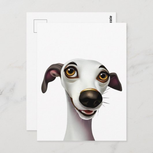 Joyful Whippet - Een Cartoon Stijlkunstwerk Briefkaart (Voorkant / Achterkant)