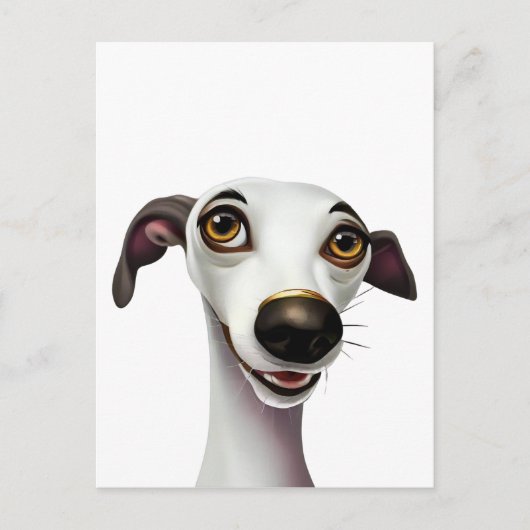 Joyful Whippet - Een Cartoon Stijlkunstwerk Briefkaart (Voorkant)