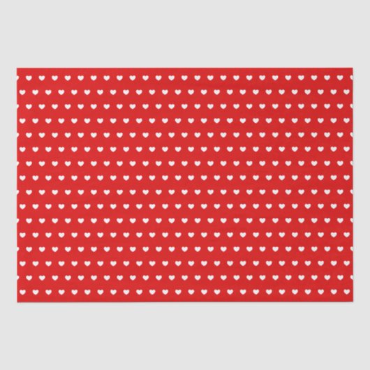 Joyful White Little Hearts on Red Tissuepapier (Voorkant)