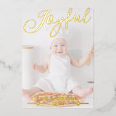 Joyful White Photo Overlay Chic Gold Folie Feestdagenkaart (Voorkant)