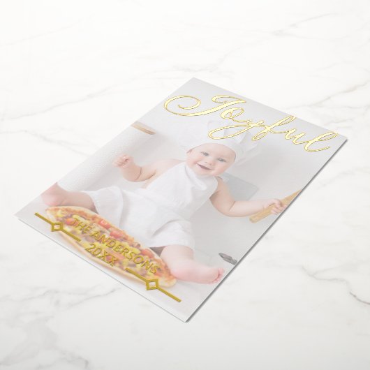 Joyful White Photo Overlay Chic Gold Folie Feestdagenkaart (Gedraaid)