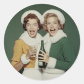 Joyful Winter Champagne Celebration Ronde Sticker (Voorkant)
