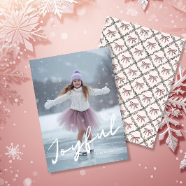 Joyful Winter Modern Script Christmas Photo Feestdagenkaart