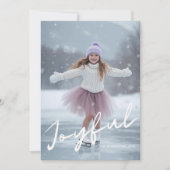 Joyful Winter Modern Script Christmas Photo Feestdagenkaart (Voorkant)