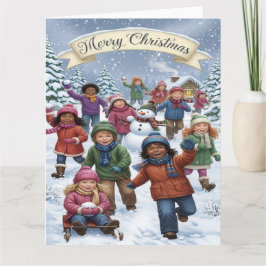 Joyful Winter Wonderland – Kids Merry Christmas Kaart