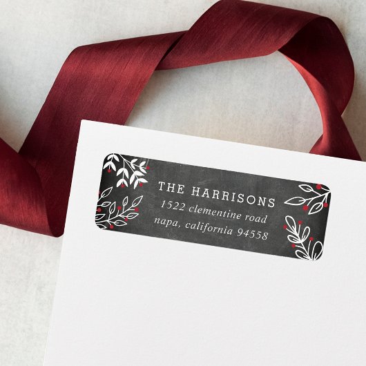 Joyful Wish | Chalkboard Holiday Return-adres Etiket