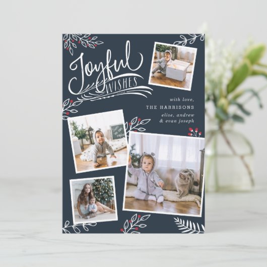 Joyful Wish | Kaart voor kerstfoto's (Staand voorkant)