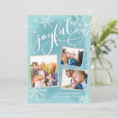 Joyful Wishes 3 Multi-Photo Collage Feestdagenkaart (Staand voorkant)