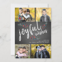 Joyful Wishes Chalkboard Kerstbord 4 Foto Collage