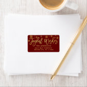 Joyful Wishes Faux Gold & Burgundy Holiday Adres Etiket (Insitu)
