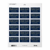 Joyful Wishes Faux Gold Navy Blue Holiday Adres Etiket (Full Sheet)