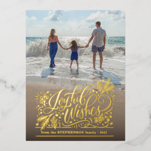 Joyful Wishes Folie Holiday Post Card Feestdagen Briefkaart