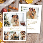 Joyful Wishes Gold Script 4 Photo Christmas Kaart