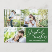 Joyful Wishes Green Kerstfamilie Foto Collage Briefkaart (Voorkant)