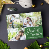Joyful Wishes Green Kerstfamilie Foto Collage Briefkaart
